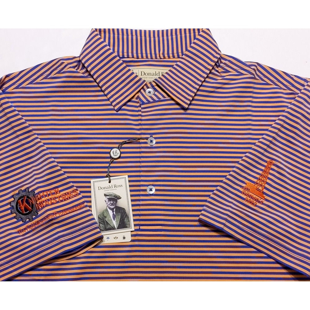 DONALD ROSS Performance Polo Shirt Odessa CC Oilmen's Orange Blue Small S ~ New‎